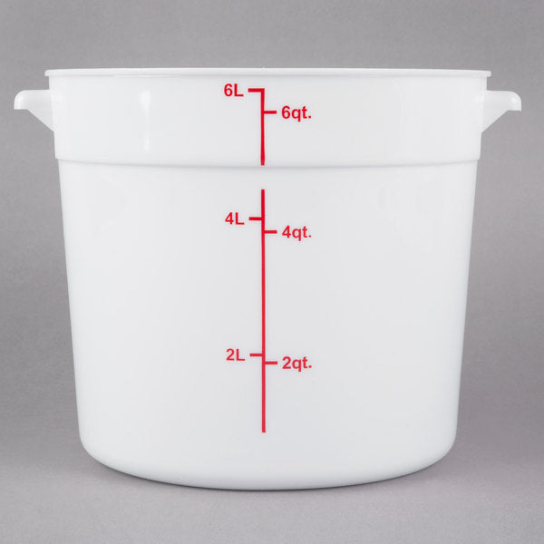 Choice 6 Qt. White Round Polypropylene Food Storage Container and Lid -  2/Pack