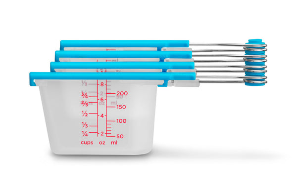 Dreamfarm Levups 4-Piece Scrape Level Measuring Cup Set in Clear and Red