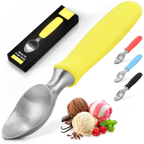 Ice Cream Scoop - Stainless Steel With Non Slip Handle - Yellow